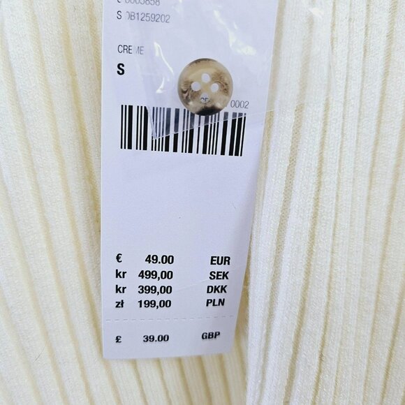 Urban Outfitters - Ribbed Polo Cardigan Top - Cream - Small - Picture 7 of 8